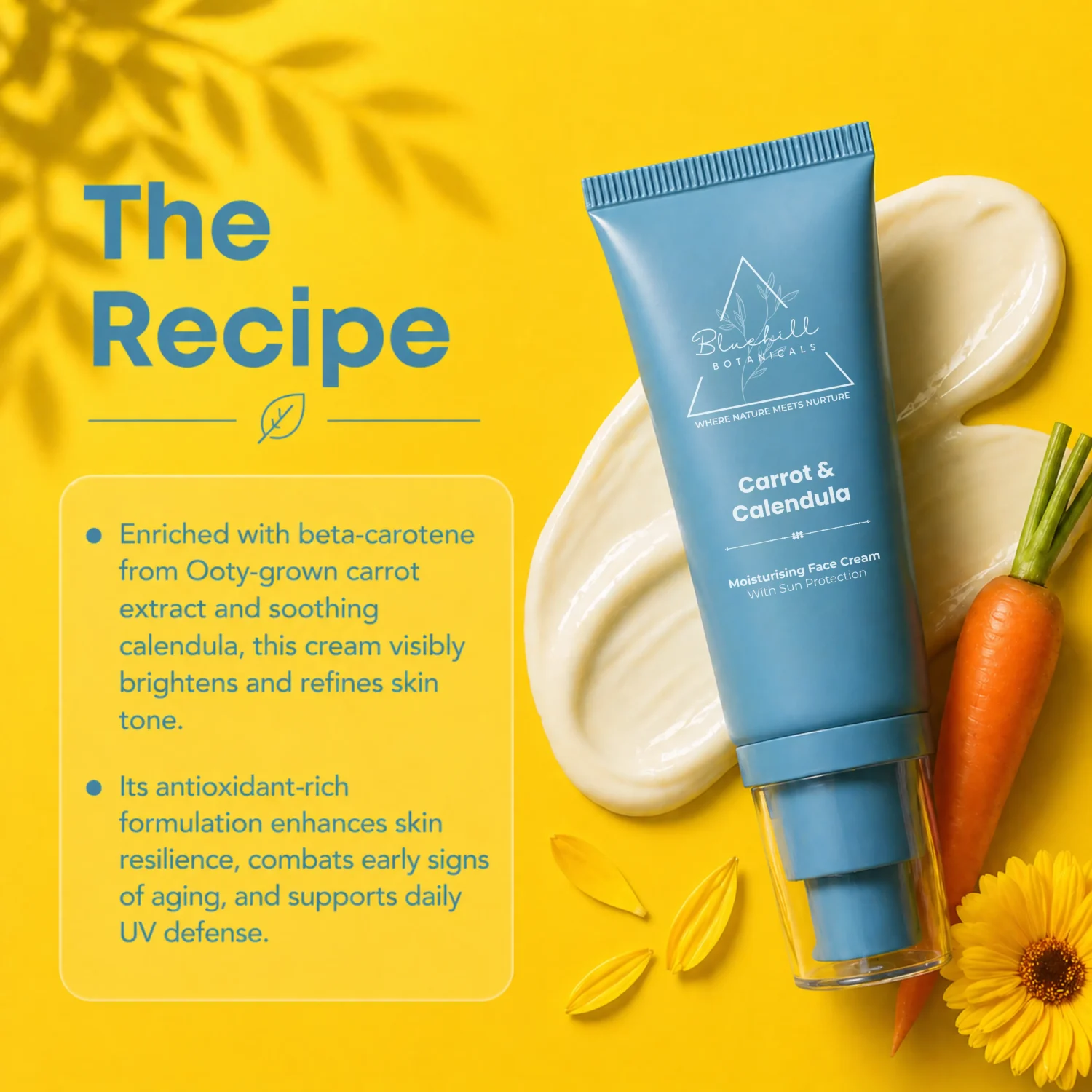 Carrot & Calendula Face Cream for Daily Moisture, Comfort & Sun Protection