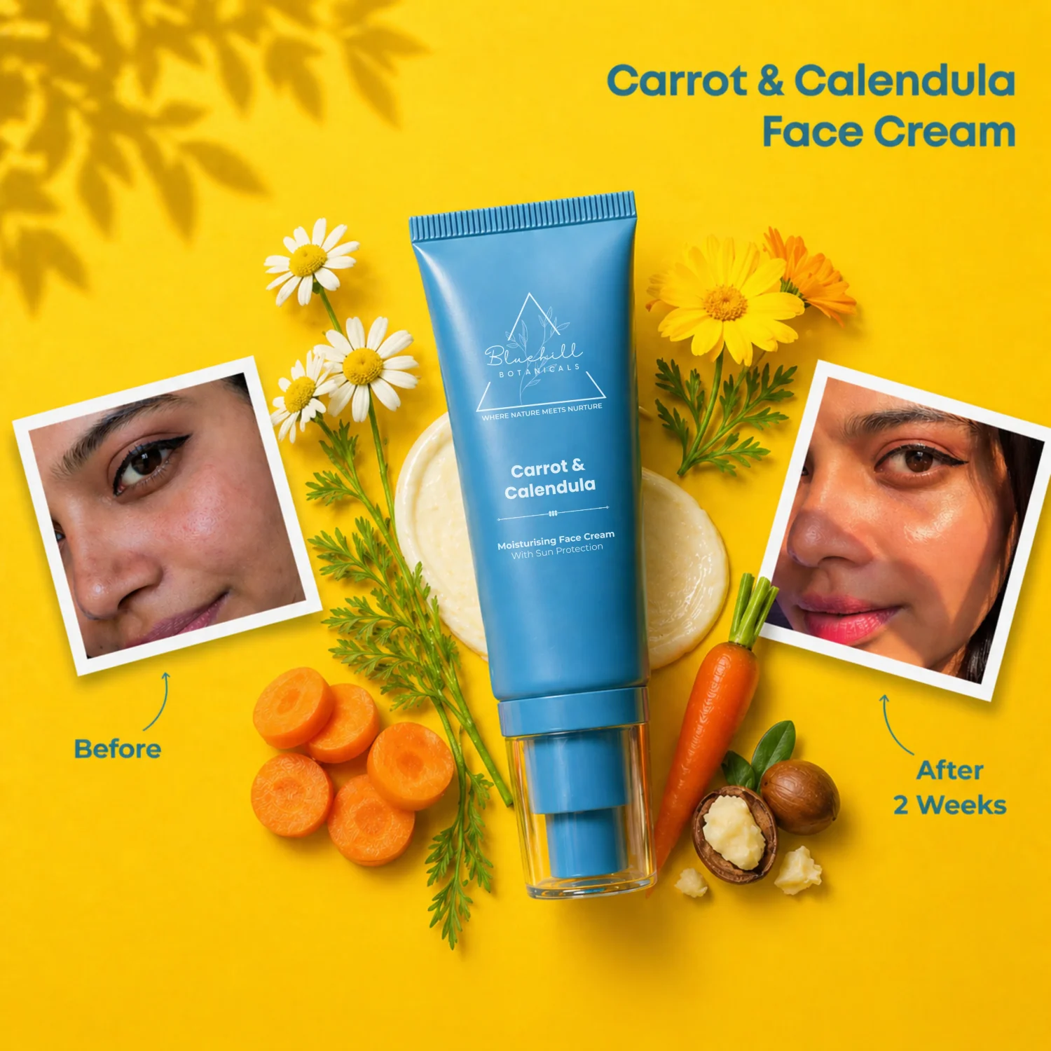 Carrot & Calendula Face Cream for Daily Moisture, Comfort & Sun Protection