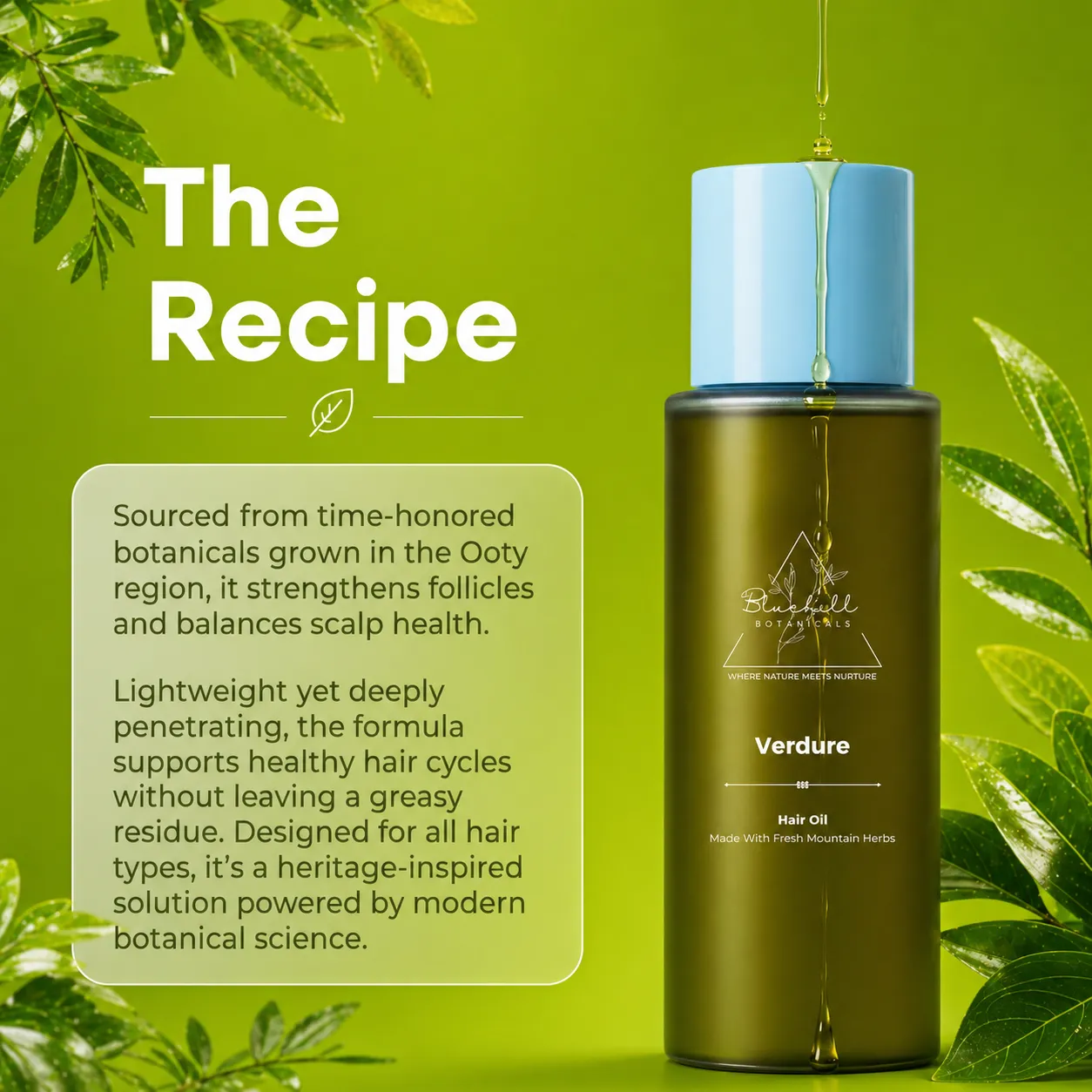 Verdure Hair Oil for Scalp Nourishment, Strong Roots & Healthy Hair with Bhringraj & 10+ Natural Ingredients
