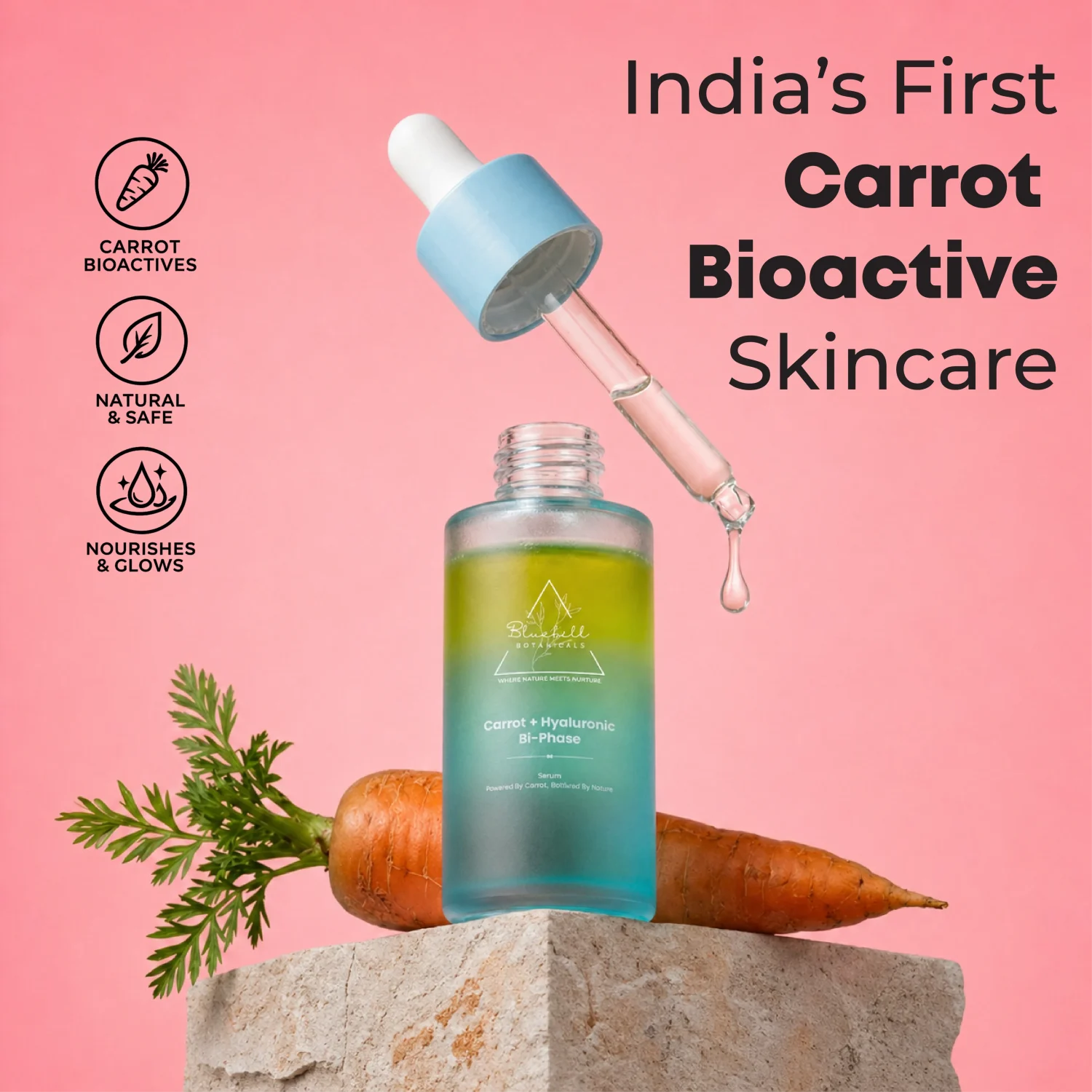 Carrot & Hyaluronic Bi-Phase Serum for Hydration, Glow & Skin Comfort