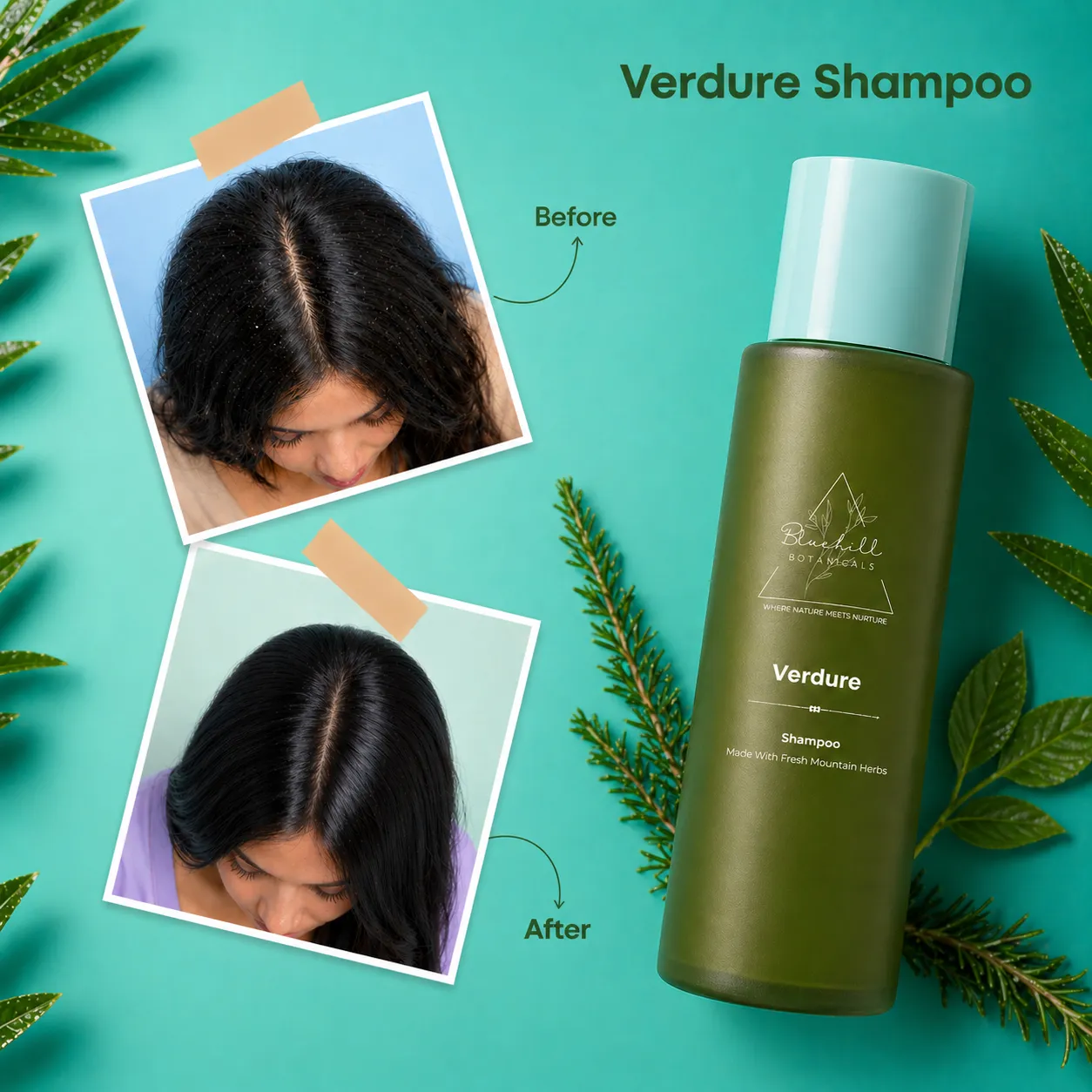 Verdure Shampoo for Gentle Cleansing, Hair Strength & Scalp Balance with Biotin & Rice Bran Oil