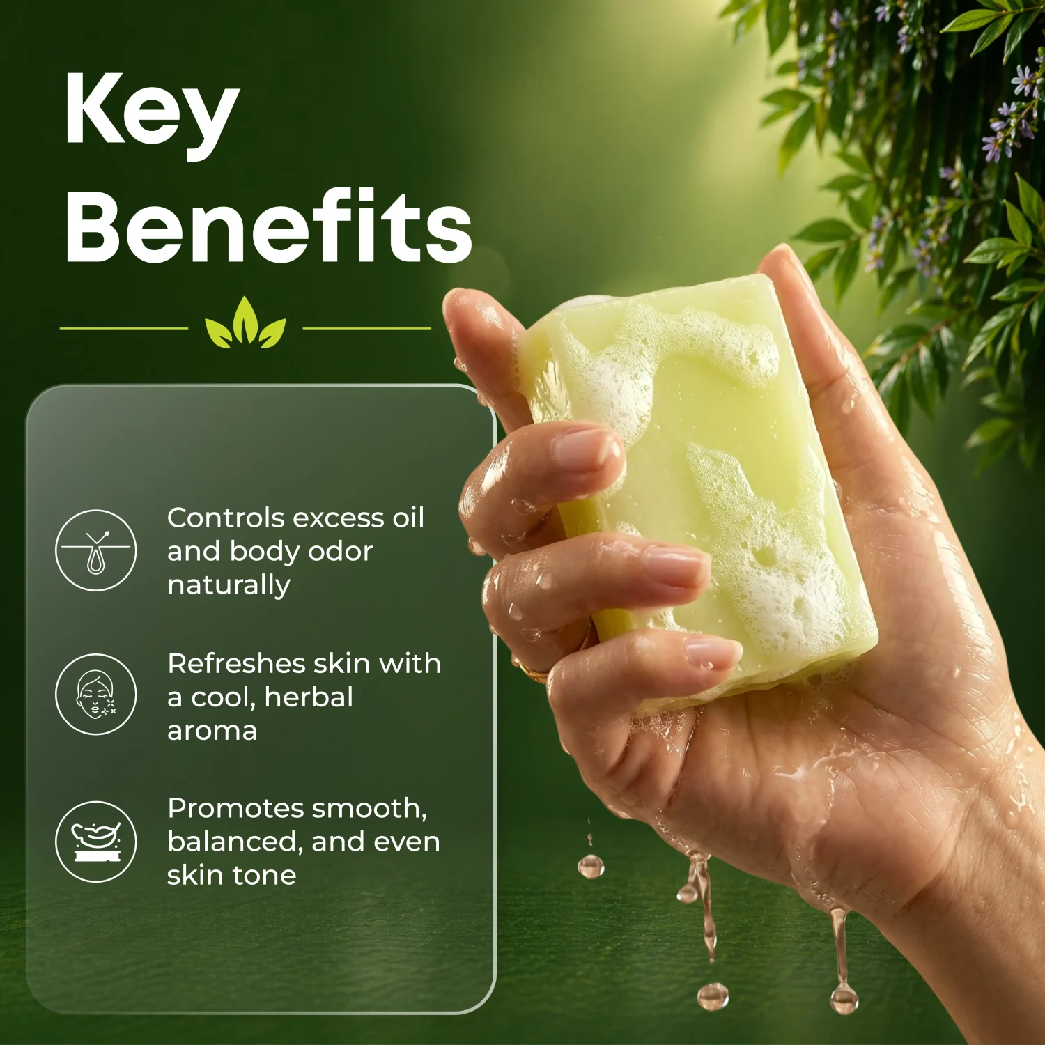 Verdure Bath Soap for Gentle Cleansing & Skin Comfort with Coconut & Olive Oils ( Family Pack of 3)